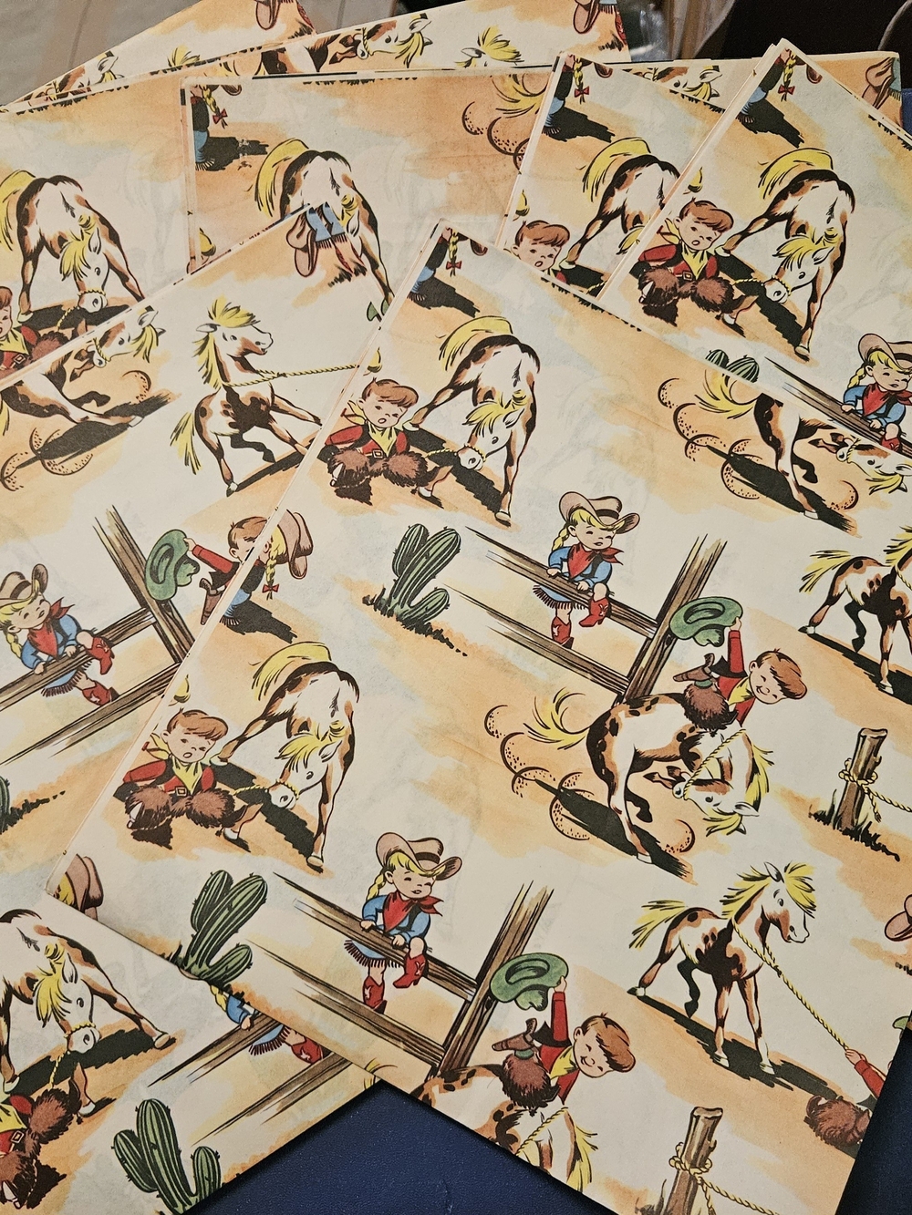 Vintage Western Cowboy Print 1950's Deadstock Gift Wrap - Wrapping Paper